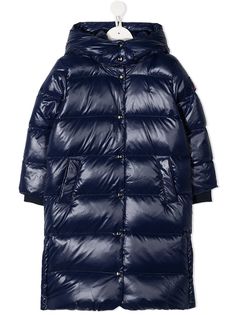 Ralph Lauren Kids длинный пуховик с капюшоном