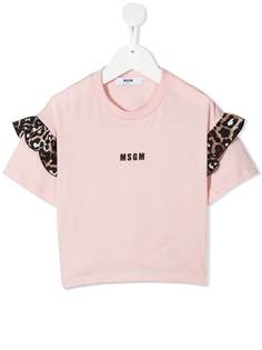Msgm Kids футболка с леопардовым принтом и оборками