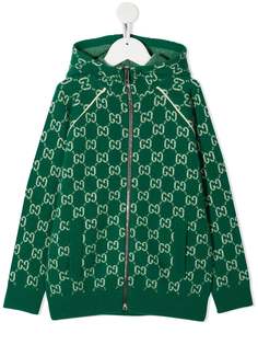 Gucci Kids худи на молнии с узором GG Supreme