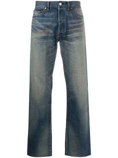 Junya Watanabe джинсы с контрастными карманами и эффектом потертости