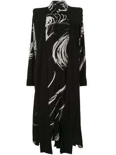 Yohji Yamamoto платье-рубашка с абстрактным принтом