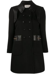 Gucci двубортное пальто с пряжками Horsebit