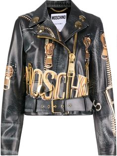 Moschino байкерская куртка с принтом Macro Biker