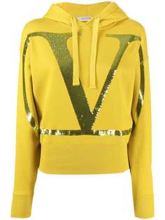 Valentino худи с пайетками и логотипом VLogo