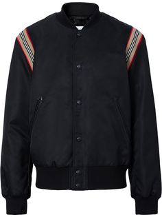 Burberry бомбер с отделкой в полоску Icon Stripe