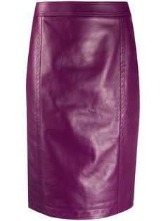 Saint Laurent кожаная юбка-карандаш с завышенной талией