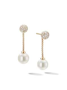 David Yurman золотые серьги Solari с жемчугом и бриллиантами