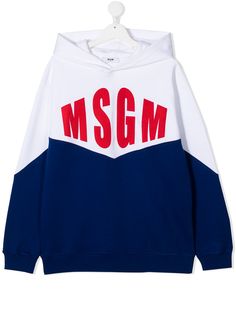 Msgm Kids худи в стиле колор-блок с логотипом