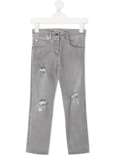Ermanno Scervino Junior прямые джинсы с эффектом потертости