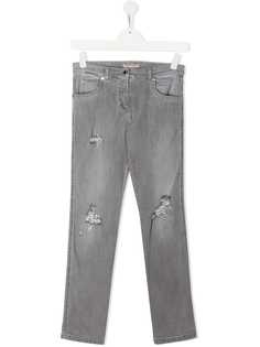 Ermanno Scervino Junior джинсы с эффектом потертости