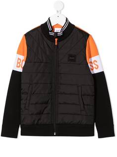 BOSS Kidswear стеганая куртка с контрастными рукавами