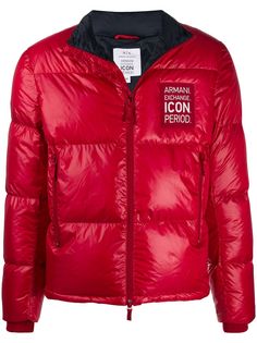 Armani Exchange пуховик с нашивкой