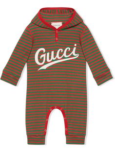 Gucci Kids комбинезон в полоску с логотипом