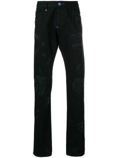 Philipp Plein состаренные джинсы кроя слим