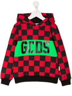 Gcds Kids худи в клетку с логотипом