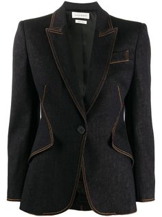 Alexander McQueen джинсовый блейзер с контрастной строчкой