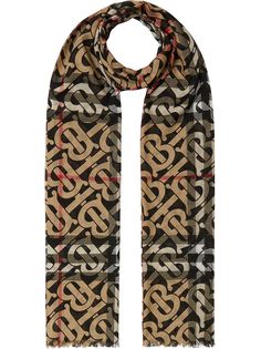 Burberry клетчатый шарф с монограммой