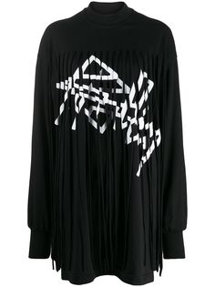 Palm Angels платье в двух тонах с бахромой