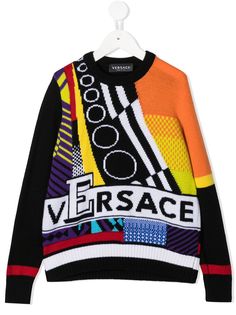 Young Versace джемпер со вставками и логотипом