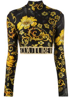 Versace Jeans Couture укороченная футболка с принтом Baroque