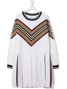 Burberry Kids платье со вставками в полоску Icon Stripe