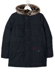 Barbour Kids пуховик с отделкой из искусственного меха