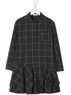 Brunello Cucinelli Kids клетчатое платье-рубашка с асимметричным подолом