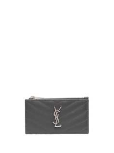 Saint Laurent стеганый картхолдер с монограммой