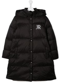 John Richmond Junior пуховик с блестками и логотипом