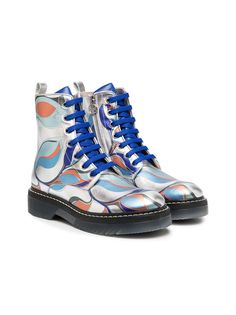 Emilio Pucci Junior ботинки в стиле милитари с абстрактным принтом