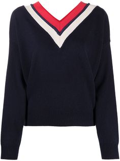 Sandro Paris полосатый джемпер Torsy с V-образным вырезом