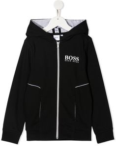 BOSS Kidswear куртка на молнии с вышитым логотипом