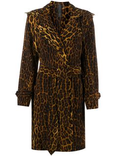Norma Kamali пальто с леопардовым принтом и поясом