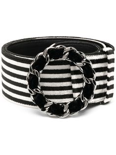 Chanel Pre-Owned полосатый ремень с пряжкой
