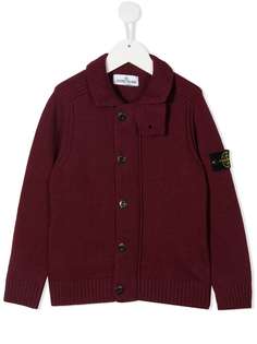Stone Island Junior кардиган с нашивкой-логотипом и окантовкой в рубчик