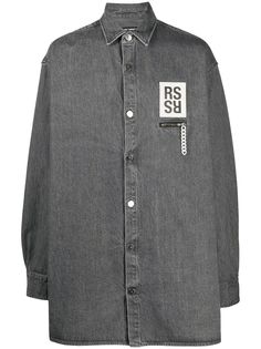 Raf Simons джинсовая рубашка оверсайз с нашивкой-логотипом