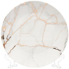 Тарелка десертная керамическая, 200 мм, Белый мрамор Daniks