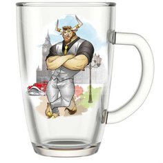 Кружка стеклянная Бык в костюме 2012-Д, 350 мл Декостек