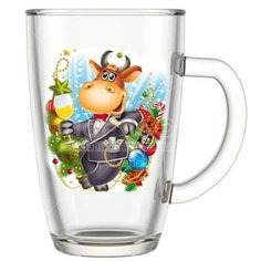 Кружка стеклянная Бычок с бокалом 2012-Д, 350 мл Декостек