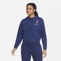 Женская укороченная футбольная худи с молнией на половину длины Tottenham Hotspur Nike