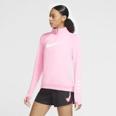 Женская беговая футболка с молнией на половину длины Nike Swoosh Run