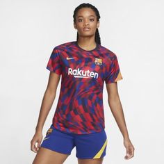 Женская предматчевая игровая футболка с коротким рукавом FC Barcelona Nike