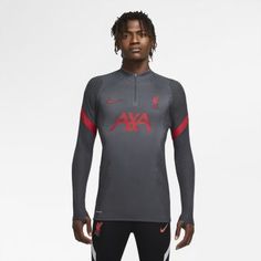 Мужская футболка для футбольного тренинга с молнией 1/4 Liverpool FC VaporKnit Strike Nike