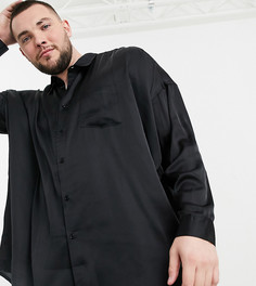 Атласная oversized рубашка черного цвета ASOS DESIGN Plus-Черный