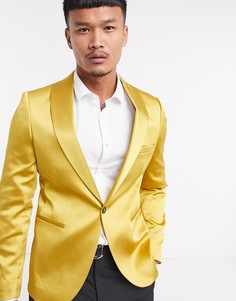 Пиджак из сатина горчичного цвета с шалевым воротником Twisted Tailor-Желтый