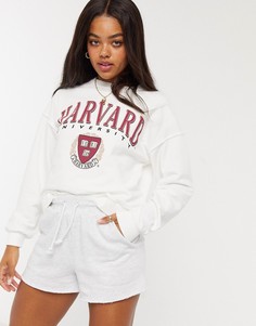 Белый свитшот в университетском стиле Harvard Stradivarius