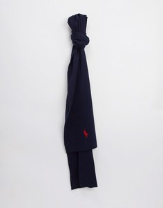 Темно-синий хлопковый шарф с логотипом Polo Ralph Lauren