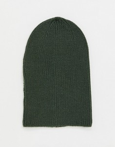 Свободная шапка-бини оливкового цвета ASOS DESIGN-Зеленый