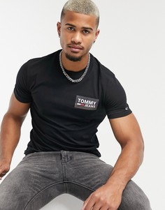 Черная обтягивающая футболка с нашивкой-логотипом Tommy Jeans-Черный