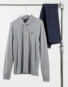 Серый лонгслив с воротником поло Lyle & Scott